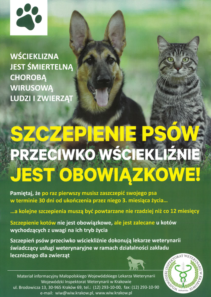 Plakat dotyczący szczepienia ps&oacute;w